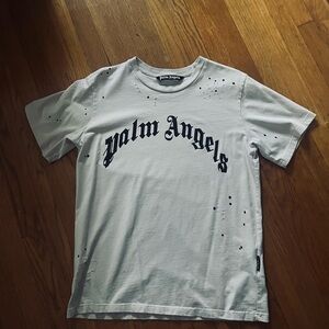 Palm Angels Cream Distressed Shirt